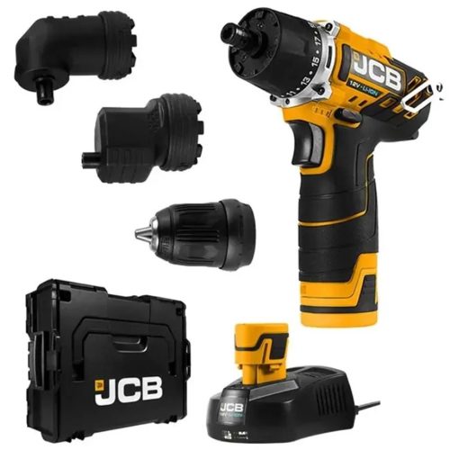 JCB Fúró-csavarozó 2x2Ah +3db különböző tokmány, 12DD-2-E-BOXX